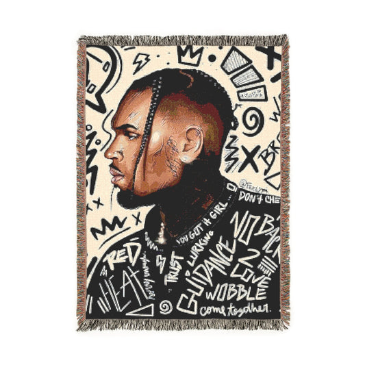 White and Black Chris Brown Blanket